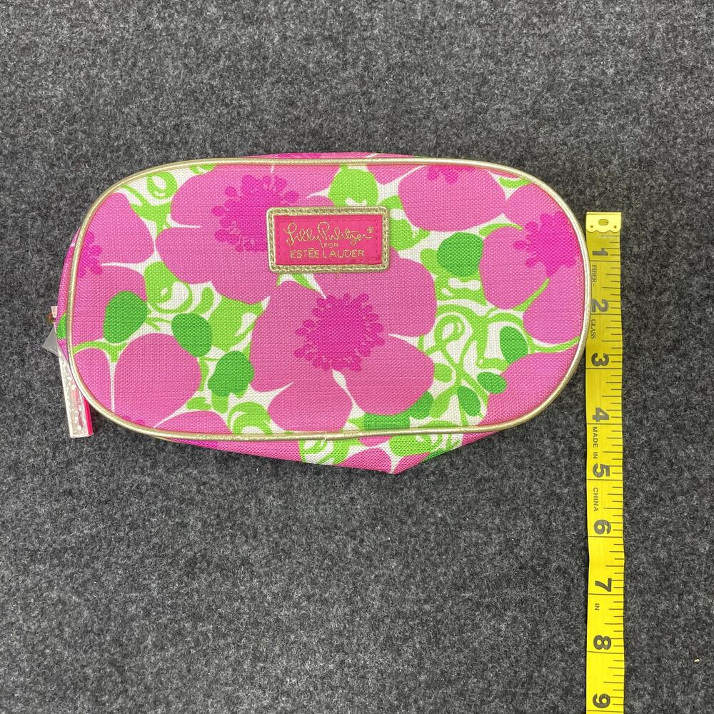 NEW Lilly Pulitzer Estee Lauder Cosmetic Makeup Bag Pink floral  Zipper Pouch - Picture 10 of 11
